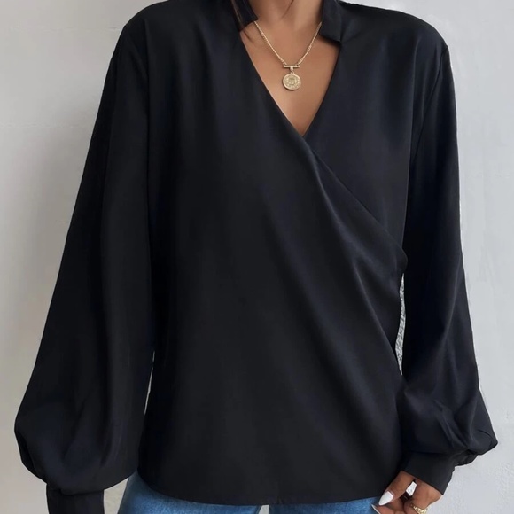Luxe Surplice Semi Sheer Blouse - Picture 8 of 10